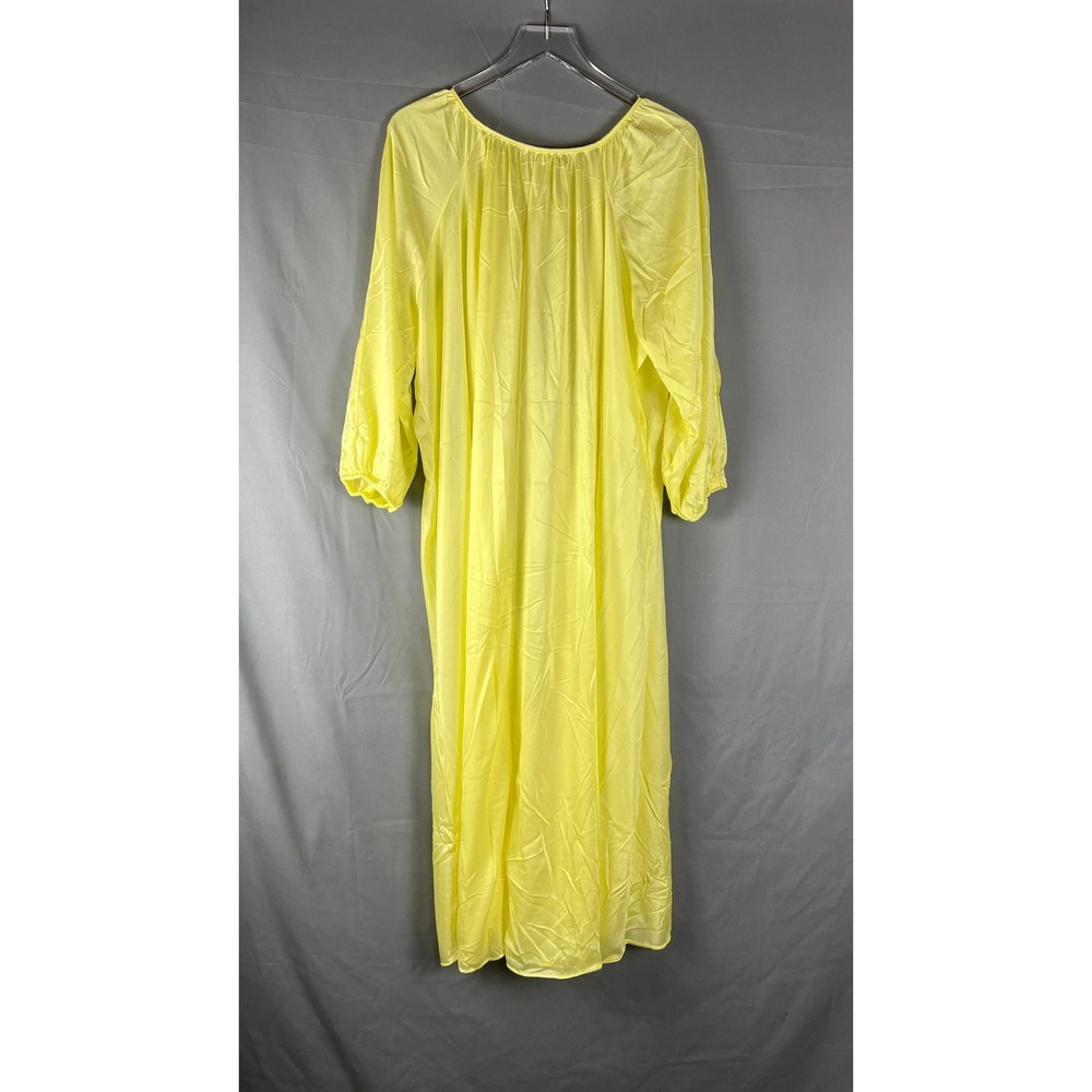 Vintage Nightgown Womens L Yellow Semi Sheer Lightweight Keyhole Back Loungewear